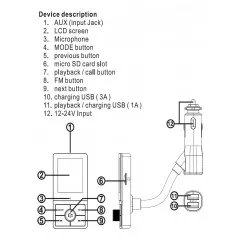 Hands free FM transmitter LCD COLOR